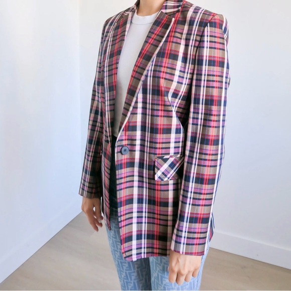 Sandro Plaid Blazer Size 36 IT with Tags - Picture 3 of 3